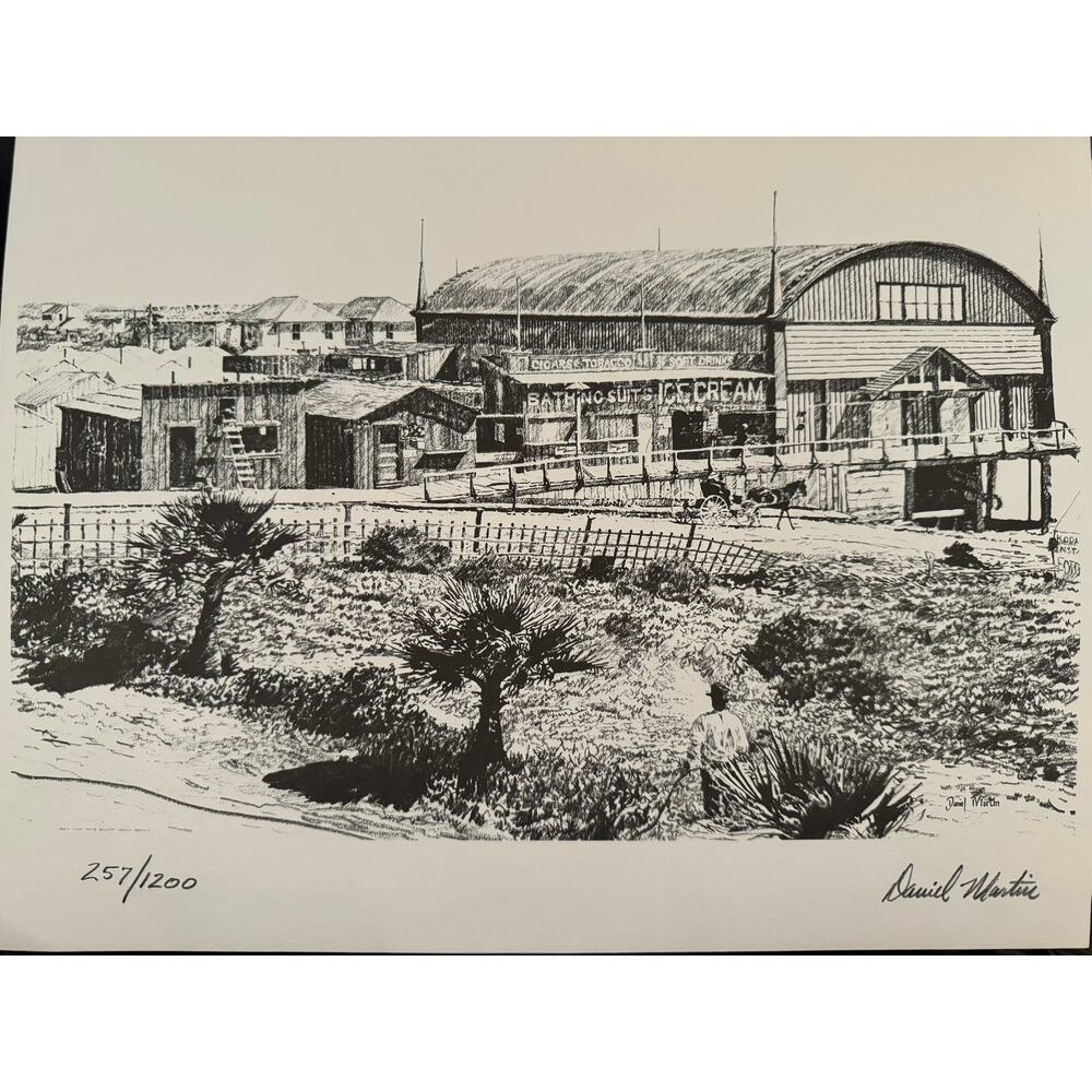 Early 1900s Pismo Beach Limited Edition Signed Lithographs Pavilion, Cypress St
